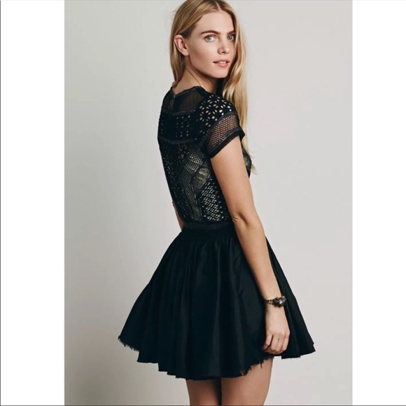 Free People FP ONE Lola Dress Black Lace Raw Hem - Picture 8 of 10